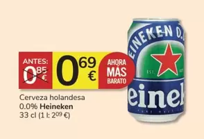 Oferta de Heineken - Cerveza Holandesa 0,0% por 0,69€ en Consum