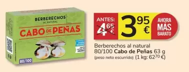 Oferta de Cabo de Peñas - Berberechos Al Natural 80/100 por 3,95€ en Consum