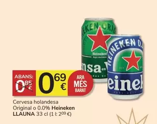 Oferta de Heineken - Cervesa Holandesa Original 0,0% por 0,69€ en Consum