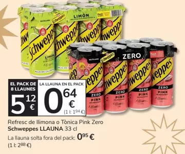 Oferta de Schweppes - Refresc De Llimona O Tónica Pink Zero por 0,95€ en Consum