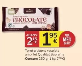 Oferta de Consum - Torró Cruixent Xocolata Amb Llet por 1,95€ en Consum