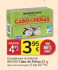 Oferta de Ara - Escopinyes Al Natural 80/100 Cabo De Peñas por 3,95€ en Consum