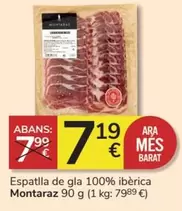 Oferta de Montaraz - Espatlla De Gla 100% Ibèrica por 7,19€ en Consum