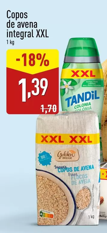 Oferta de Golden Bridge - Copos De Avena Integral Xxl por 1,39€ en ALDI