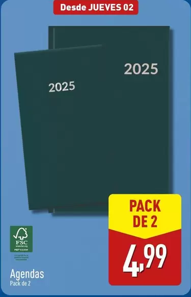 Oferta de Agendas por 4,99€ en ALDI