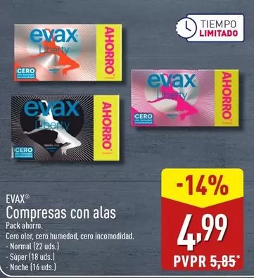 Oferta de Evax - Compresas Con Alas por 4,99€ en ALDI