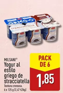 Oferta de Milsani - Yogur Al Estilo Griego De Stracciatella por 1,85€ en ALDI