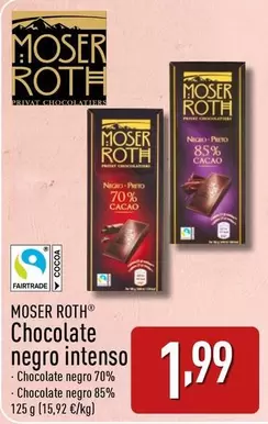 Oferta de Moser Roth - Chocolate Negro Intenso por 1,99€ en ALDI