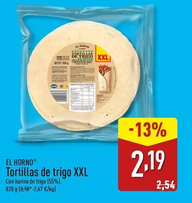 Oferta de El Horno - Tortillas De Trigo Xxl por 2,19€ en ALDI