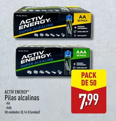 Oferta de Activ Energy - Pilas Alcalinas por 7,99€ en ALDI