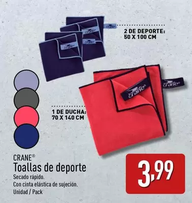 Oferta de Crane - Toallas De Deporte por 3,99€ en ALDI