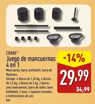 Oferta de Crane - Juego De Mancuernas 4 En 1 por 29,99€ en ALDI