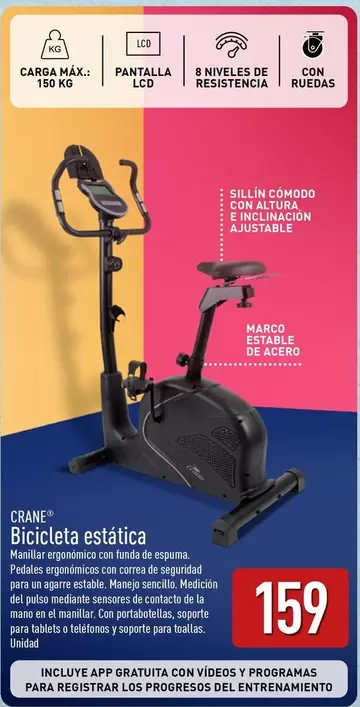 Oferta de Crane - Bicicleta Estática por 159€ en ALDI