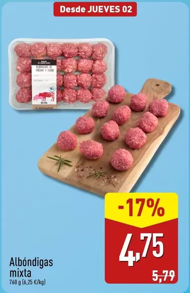 Oferta de Albóndigas Mixta por 4,75€ en ALDI