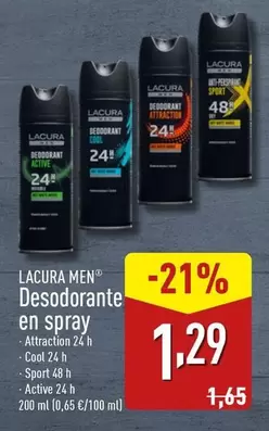 Oferta de Lacura Men - Desodorante En Spray por 1,29€ en ALDI