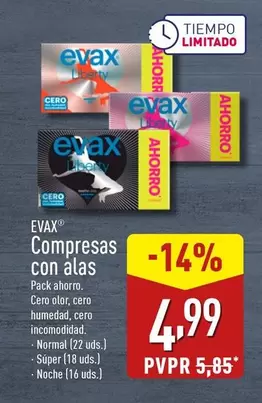 Oferta de Evax - Compresas Con Alas por 4,99€ en ALDI