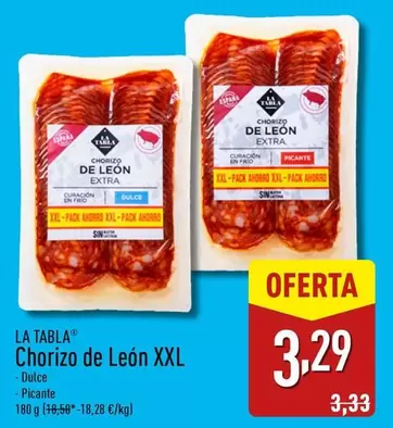 Oferta de La Tabla - Chorizo De León XXL por 3,29€ en ALDI