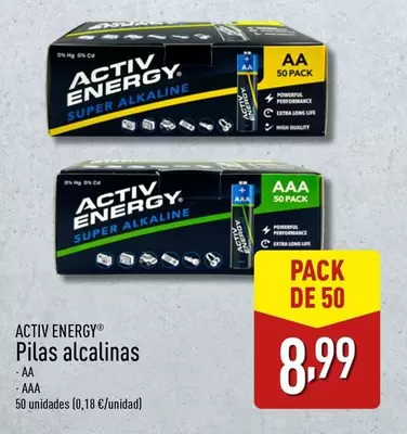 Oferta de Activ Energy - Pilas Alcalinas por 8,99€ en ALDI