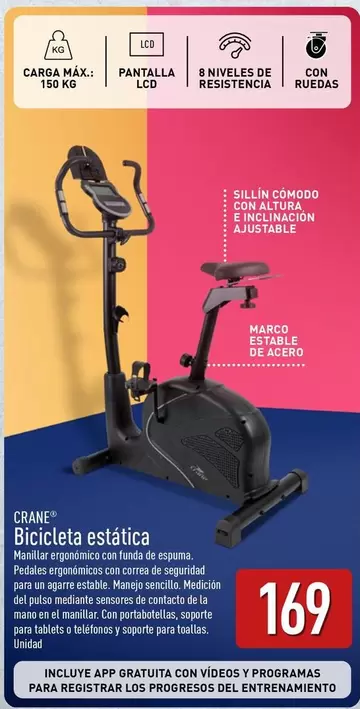 Oferta de Crane - Bicicleta Estática por 169€ en ALDI