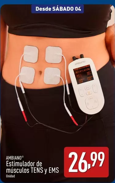 Oferta de Ambiano - Estimulador De Musculos TENS Y EMS por 26,99€ en ALDI