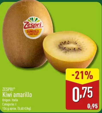 Oferta de Zespri - Kiwi Amarillo por 0,75€ en ALDI