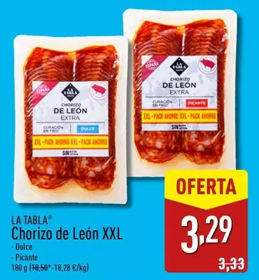 Oferta de La Tabla - Chorizo De Leon XXL` por 3,29€ en ALDI