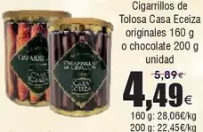 Oferta de Casa eceiza - Cigarrillos De Tolosa Originales O Chocolate por 4,49€ en Froiz