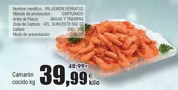 Oferta de Camaron Cocido por 39,99€ en Froiz