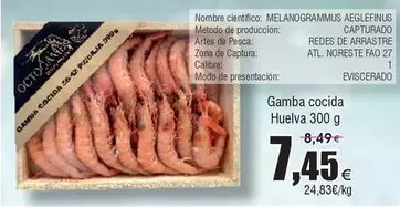 Oferta de Gamba Cocida por 7,45€ en Froiz