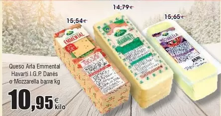 Oferta de Arla - Queso  Emmental Havarti I.g.p. Danés O Mozzarella Barra por 10,95€ en Froiz