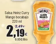 Oferta de Heinz - Salsa Curry Mango Bocabajo por 2,19€ en Froiz