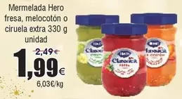 Oferta de Hero - Mermelada Fresa, Melocoton O Ciruela Extra por 1,99€ en Froiz