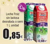 Oferta de Froiz - Leche Sin Lactosa Desnatada O Semi por 0,85€ en Froiz