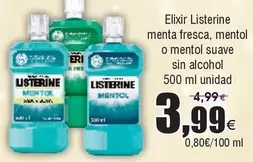 Oferta de Listerine - Menta Fresca, Mentol O Mentol Suave Sin Alcohol por 3,99€ en Froiz