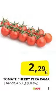 Oferta de Tomate Cherry Pera Rama por 2,29€ en Supermercados MAS