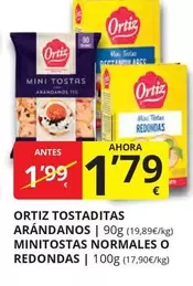 Oferta de Ortiz - Tostaditas Arandanos Minitostas Normales O Redondas por 1,79€ en Supermercados MAS