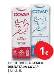 Oferta de Covap - Leche Entera, Semi O Desnatada por 1€ en Supermercados MAS