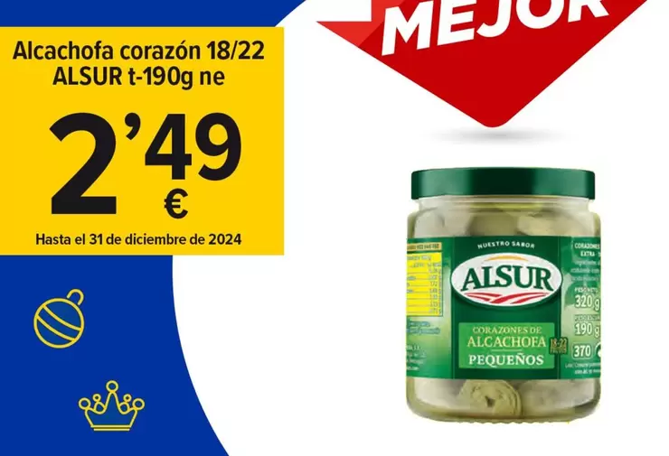 Oferta de Alsur - Alcachofa Corazón 18/22 por 2,49€ en Cash Fresh