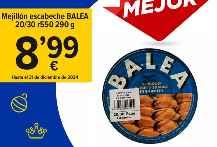 Oferta de Balea - Mejillón Escabeche por 8,99€ en Cash Fresh