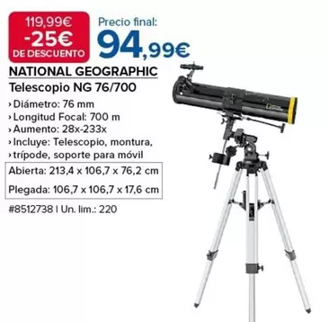 Oferta de National Geographic -  Telescopio por 94,99€ en Costco