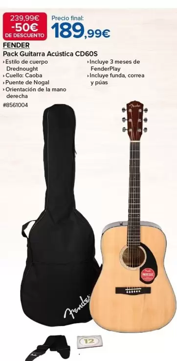 Oferta de Fender - Pack 3 Guitarra Acústica Cd60s por 189,99€ en Costco