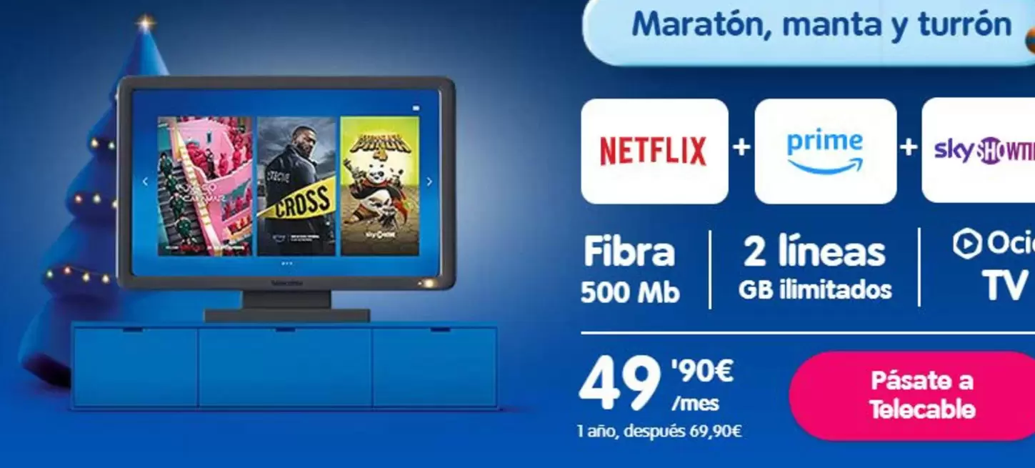 Oferta de Cross - Fibra 500 Mb por 49,9€ en Telecable