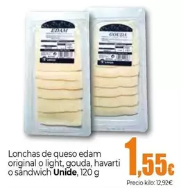 Oferta de Unide - Lonchas De Queso Edam Original O Light por 1,55€ en Unide Market