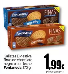 Oferta de Fontaneda - Galletas Digestive Finas De Chocolate Negro O Con Leche por 1,99€ en Unide Market