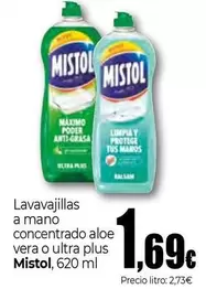 Oferta de Mistol - Lavavajillas A Mano Concentrado Aloe Vera O Ultra Plus por 1,69€ en Unide Market