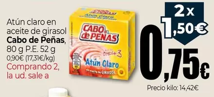 Oferta de Cabo de Peñas - Atun Claro En Aceite De Girasol por 0,75€ en Unide Supermercados