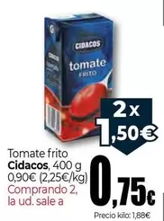 Oferta de Cidacos - Tomate Frito por 0,9€ en UDACO