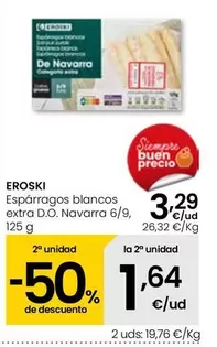 Oferta de Eroski - Esparragos Blancos Extra D.O.Navarra 6/9 por 3,29€ en Eroski