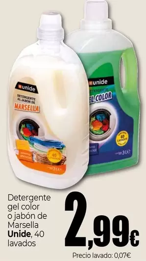 Oferta de Unide - Detergente Gel Color O Jabón De Marsella por 2,99€ en UDACO