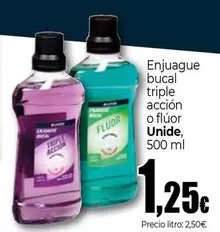 Oferta de Unide - Enjuague Bucal Triple Accion O Fluor por 1,25€ en Unide Supermercados